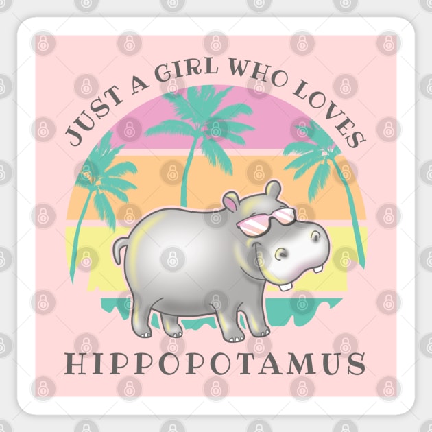 Girl loves hippos classic summer vibes Hippopotamus Sticker by PnJ